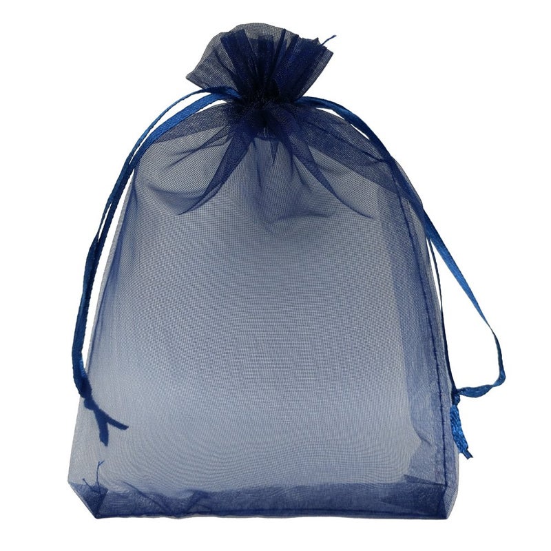 Ankirol 50pcs Large Sheer Organza Favor Bags 6.6x9'' Jewelry Candy Gift Bags Mini Bottle Wine Bags Samples Display Drawstring Pouches (navy blue) - Image 2